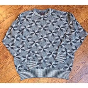 Vintage Demetre 100% Pure Virgin Wool Ski Sweater L Retro Mod Racing Gray Orion